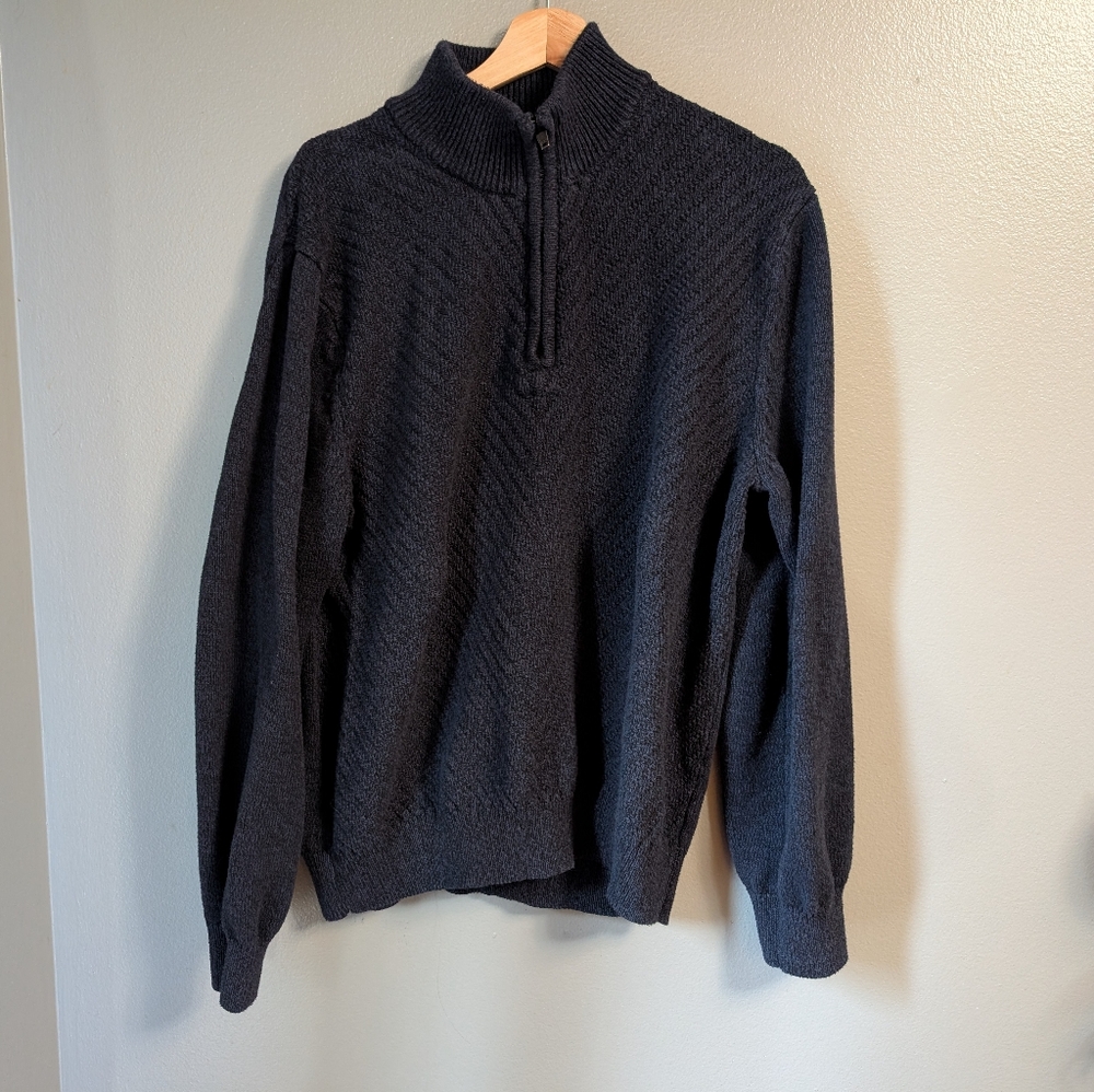 Calvin Klein Jeans Mens Navy 1/4 Zip‎ Pull Over Knit Sweater Sz XXL